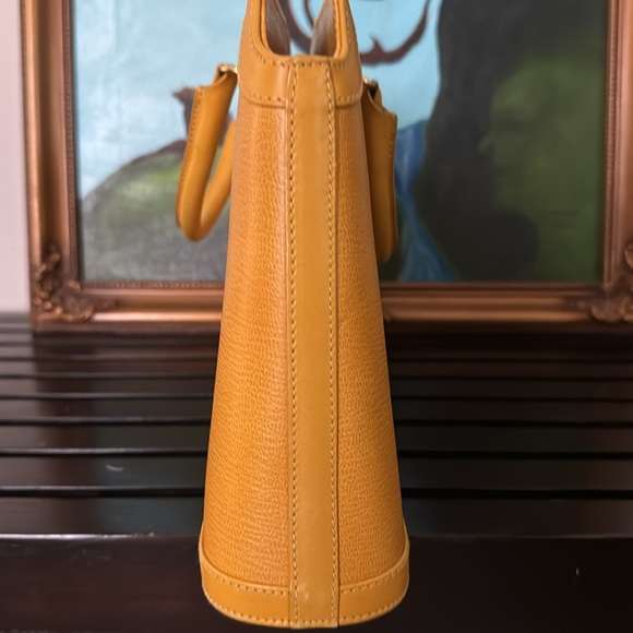 Revillon mustard Yellow saffiano Leather Satchel. NWOT. Made in Italy. - Picture 8 of 17